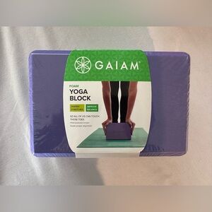 GAIAM Purple Foam Yoga Block with Green Strap